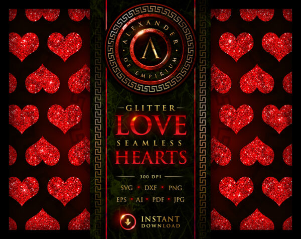 Love Hearts Glitter Digital Papers © Copyright - Designed by Alexander De Empirium