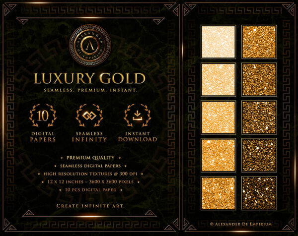 Gold Glitter Digital Papers © Copyright - Designed by Alexander De Empirium