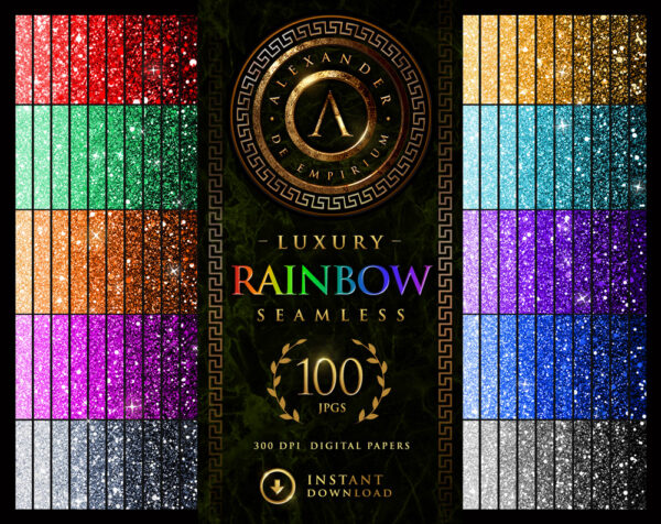 100 Rainbow Glitter Digital Papers © Copyright - Designed by Alexander De Empirium