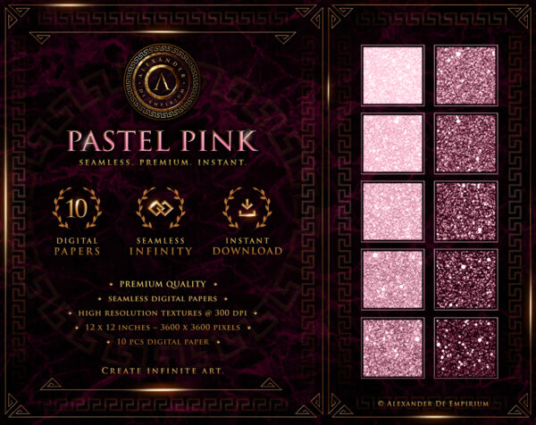 Pastel Pink Glitter Digital Papers © Copyright - Designed by Alexander De Empirium